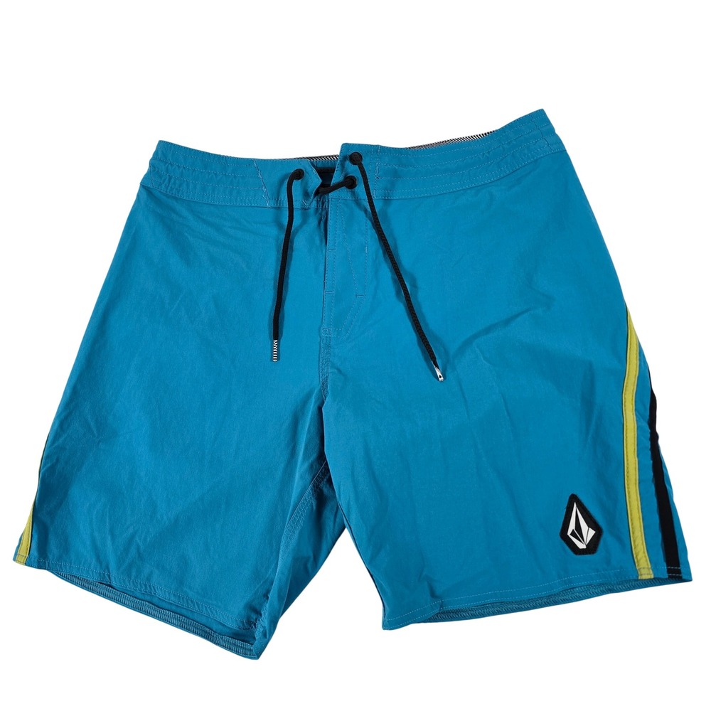 Volcom Mens Blue Striped Board Shorts Swim Trunks Size 30 14196